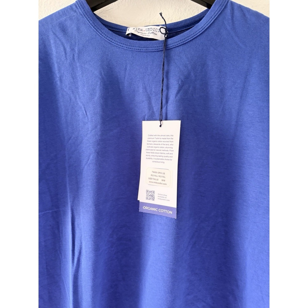NWT Mida Undici Organic Cotton Men's T-Shirt Royal Blue Size M Made In Italy - Picture 5 of 6